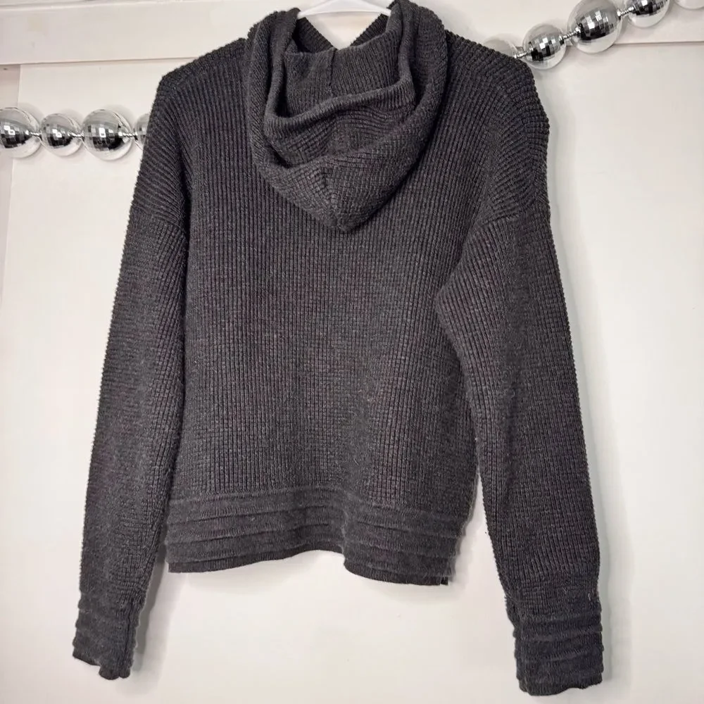 Marine Layer Georgia Dark Charcoal Waffle Knit Hoodie Long Sleeve Sweater Size S